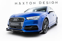 Maxton Design "Street Pro" spoiler pod přední nárazník s křidélky pro Audi A3 8V, plast ABS bez povrchové úpravy, s červenou linkou, S-Line Sedan