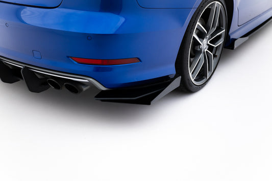 Maxton Design "Street Pro" boční difuzory pod zadní nárazník s křidélky pro Audi A3 8V, plast ABS bez povrchové úpravy, Sedan
