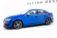 Maxton Design "Street Pro" difuzory pod boční prahy pro Audi A3 8V, plast ABS bez povrchové úpravy, s červenou linkou, S-Line Sedan