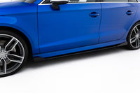 Maxton Design "Street Pro" difuzory pod boční prahy s křidélky pro Audi A3 8V, plast ABS bez povrchové úpravy, s červenou linkou, S-Line Sedan