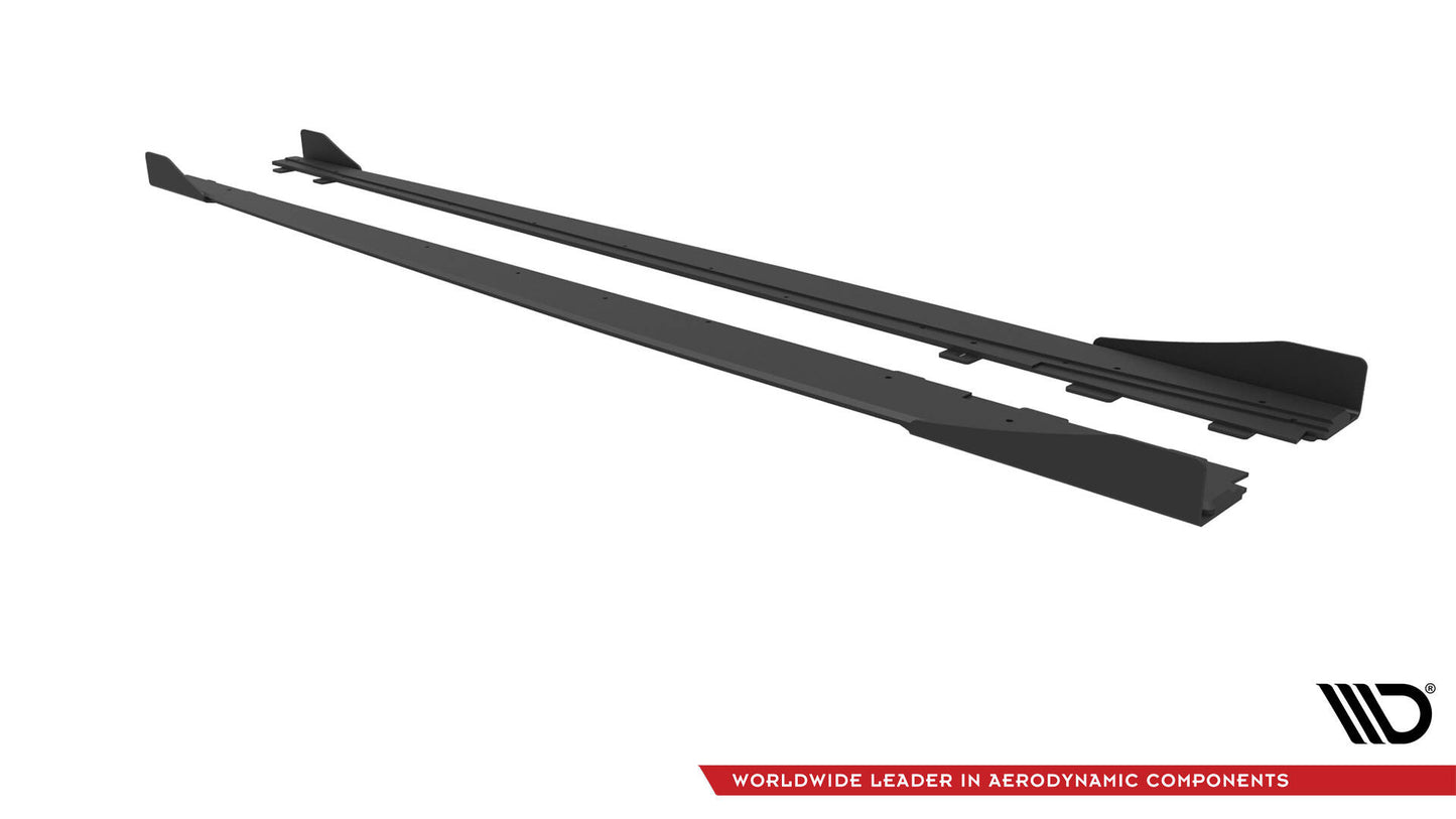 Maxton Design "Street Pro" difuzory pod boční prahy s křidélky pro Audi A3 8V, plast ABS bez povrchové úpravy, s červenou linkou, S-Line Sedan