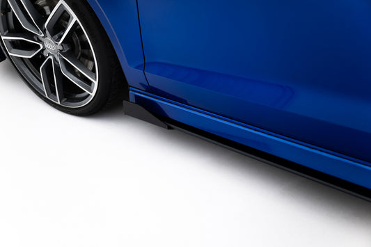 Maxton Design křidélka bočních difuzorů pro Audi A3 8V, černý lesklý plast ABS, sedan S-Line