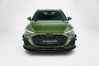 Maxton Design "Street Pro" spoiler pod přední nárazník s křidélky ver.1 pro Audi A3 8Y Facelift, plast ABS bez povrchové úpravy, S-Line / S-Line Sedan