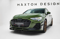 Maxton Design "Street Pro" spoiler pod přední nárazník pro Audi A3 8Y Facelift, plast ABS bez povrchové úpravy, S-Line / S-Line Sedan, s černou a červenou linkou