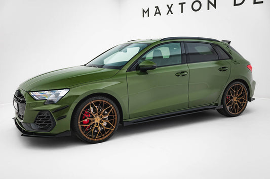 Maxton Design "Street Pro" difuzory pod boční prahy s křidélky pro Audi A3 8Y Facelift, plast ABS bez povrchové úpravy, S-Line / S-Line Sedan