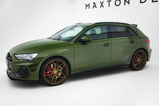 Maxton Design "Street Pro" difuzory pod boční prahy pro Audi A3 8Y Facelift, plast ABS bez povrchové úpravy, S-Line / S-Line Sedan, s černou a červenou linkou