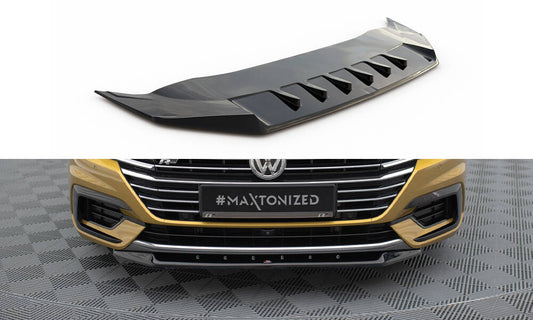 Maxton Design spoiler pod přední nárazník ver.2 pro Volkswagen Arteon, černý lesklý plast ABS