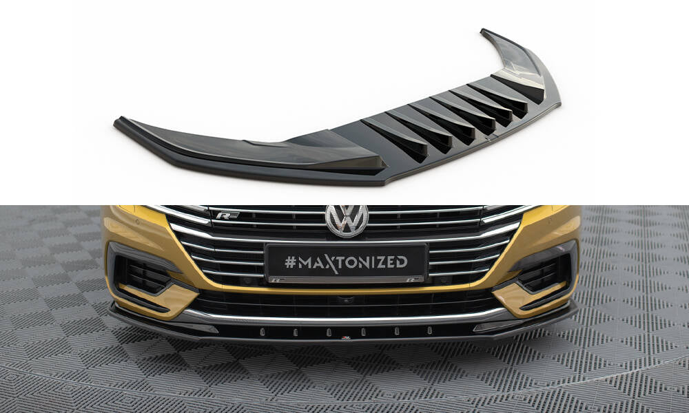 Maxton Design spoiler pod přední nárazník ver.3 pro Volkswagen Arteon, černý lesklý plast ABS