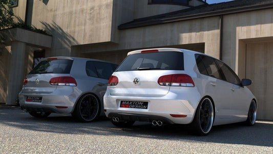 Maxton Design vložka zadního nárazníku pro Volkswagen Golf Mk6, černý lesklý plast ABS, se dvěma výřezy pro koncovky