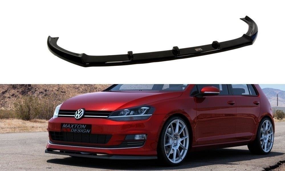 Maxton Design spoiler pod přední nárazník pro Volkswagen Golf Mk7, černý lesklý plast ABS, pro Sport pack