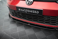 Maxton Design spoiler pod přední nárazník s křidélky ver.2 pro Volkswagen Golf GTE Mk8, černý lesklý plast ABS