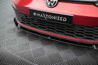 Maxton Design spoiler pod přední nárazník s křidélky ver.3 pro Volkswagen Golf GTD Mk8, černý lesklý plast ABS