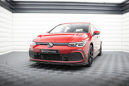 Maxton Design spoiler pod přední nárazník ver.4 pro Volkswagen Golf GTD Mk8, černý lesklý plast ABS
