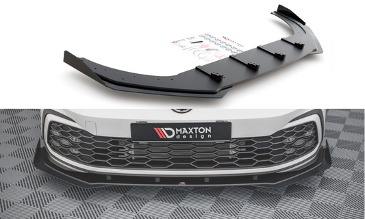 Maxton Design "Racing durability" spoiler pod přední nárazník s rohovými splittery pro Volkswagen Golf GTD Mk8, plast ABS bez povrchové úpravy