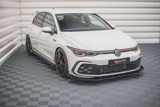 Maxton Design "Racing durability" spoiler pod přední nárazník s rohovými splittery pro Volkswagen Golf GTD Mk8, plast ABS bez povrchové úpravy