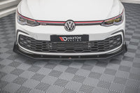 Maxton Design "Racing durability" spoiler pod přední nárazník s rohovými splittery pro Volkswagen Golf GTD Mk8, plast ABS bez povrchové úpravy, s červenou linkou
