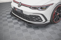 Maxton Design "Racing durability" spoiler pod přední nárazník s rohovými splittery pro Volkswagen Golf GTD Mk8, plast ABS bez povrchové úpravy, s červenou linkou