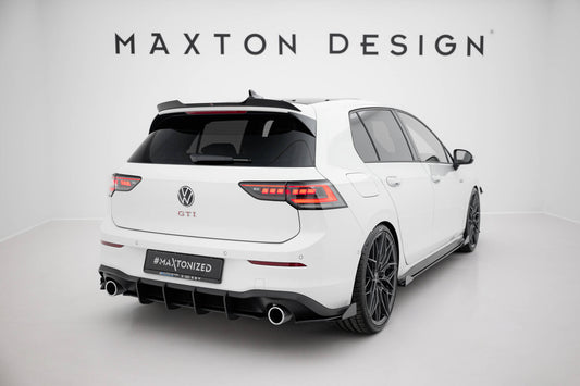 Maxton Design "Racing durability" difuzory pod zad. nárazník s křidélky pro Volkswagen Golf GTE Mk8, Mk8 Facelift, plast ABS bez povrchové úpravy