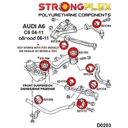 STRONGFLEX 021259A: Přední horní rameno silentblok SPORT pro Audi