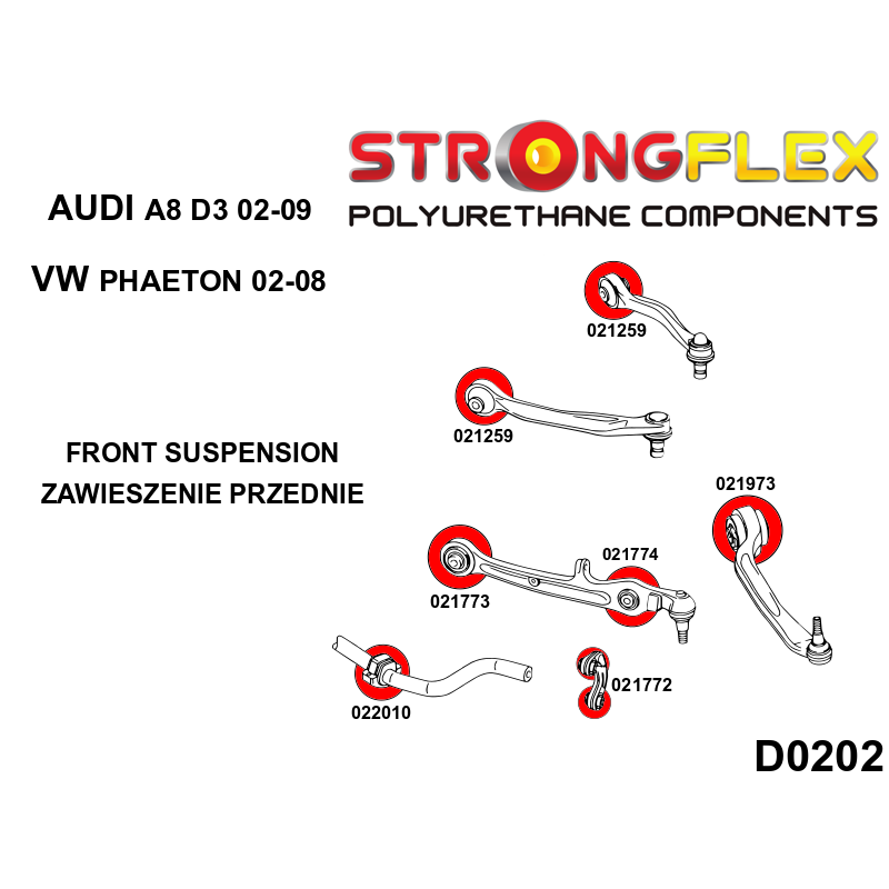 STRONGFLEX 021259B: Přední horní rameno silentblok pro Škoda
