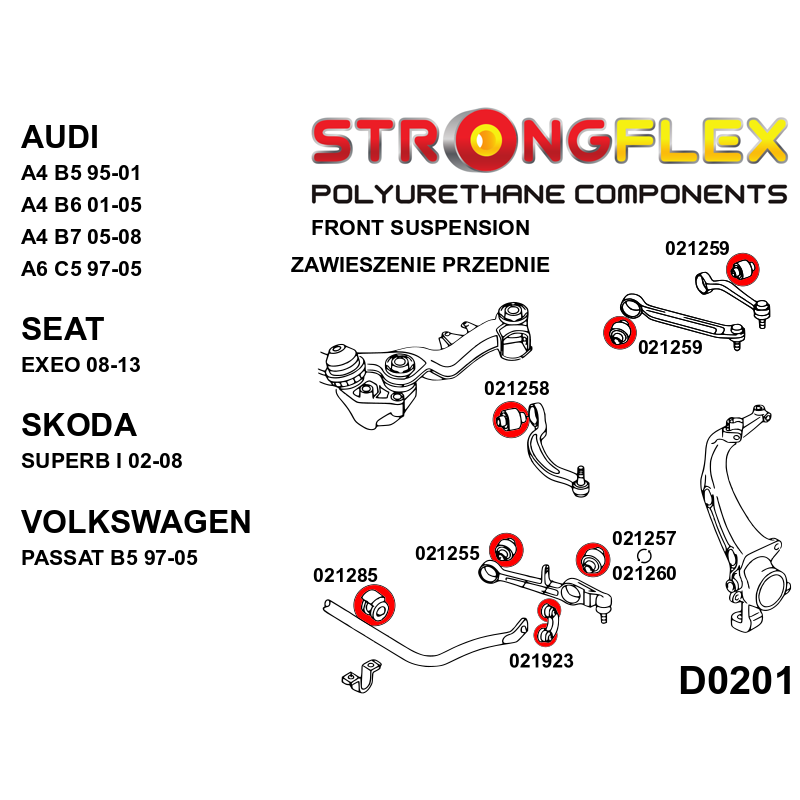STRONGFLEX 021259B: Přední horní rameno silentblok pro Škoda