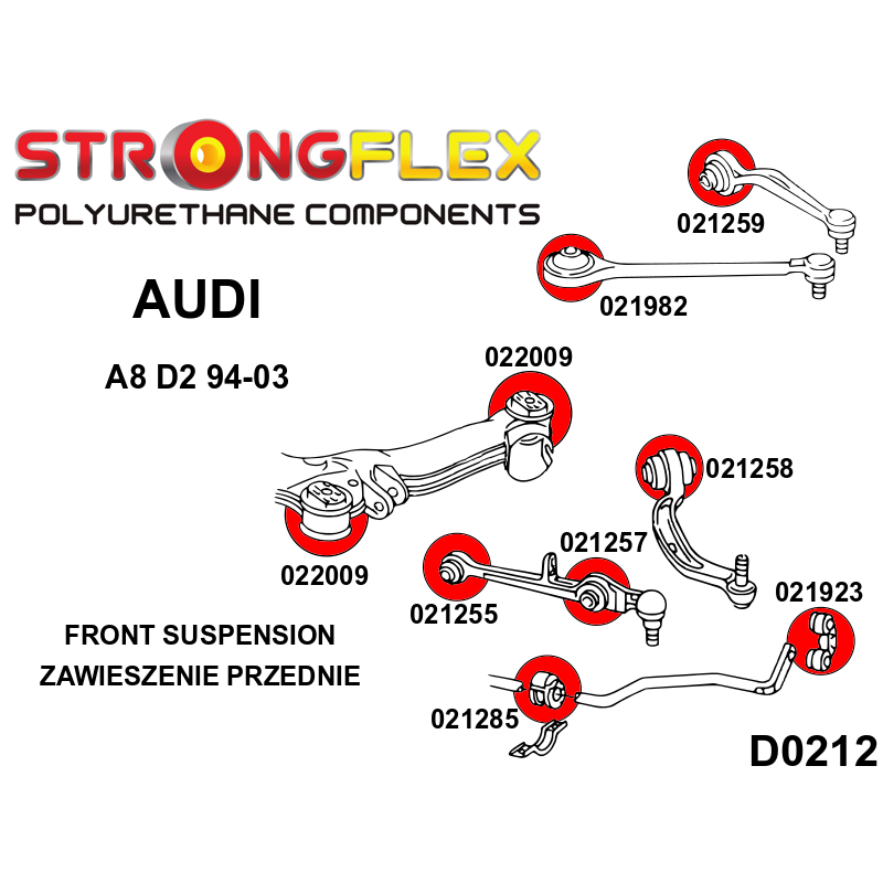 STRONGFLEX 021285B: Přední silentblok stabilizátoru pro Audi