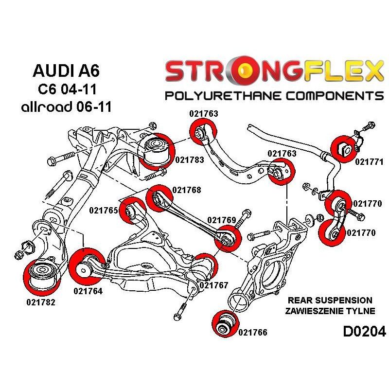 STRONGFLEX 021764A: Zadní spodní rameno přední silentblok SPORT pro Audi