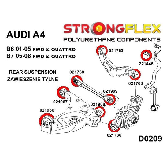 STRONGFLEX 021968B: Zadní spodní rameno - vnější silentblok pro Audi