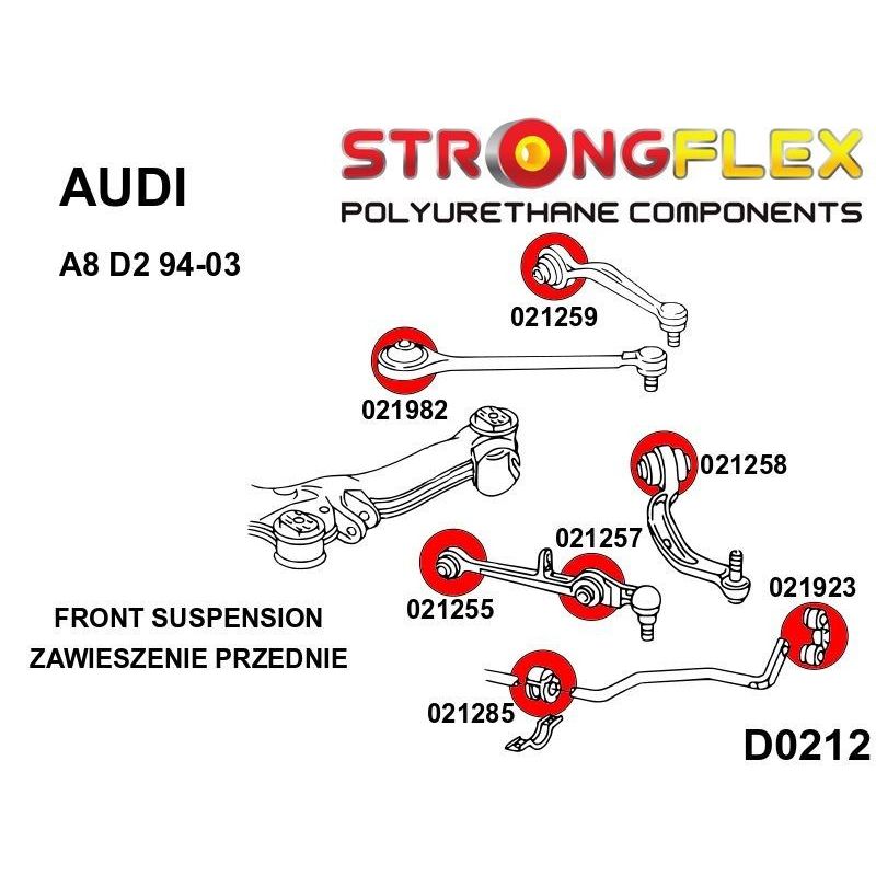 STRONGFLEX 021982B: Přední horní rameno - silentblok pro Audi