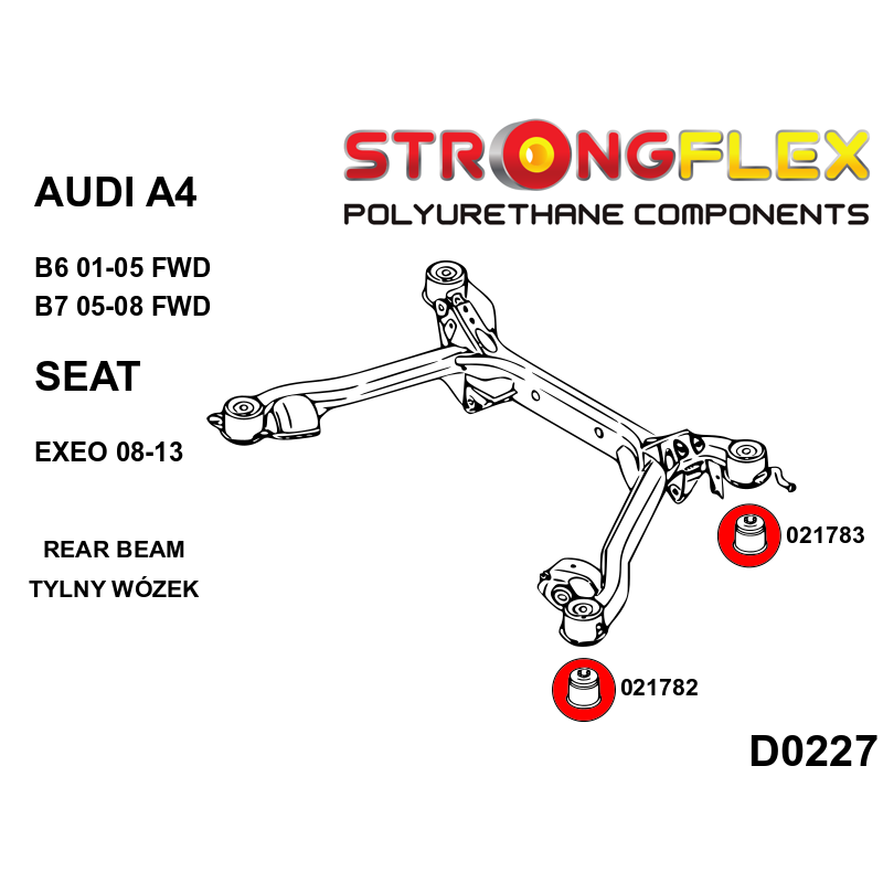 STRONGFLEX 026214B: Zadní nápravnice - sada silentbloků pro Seat