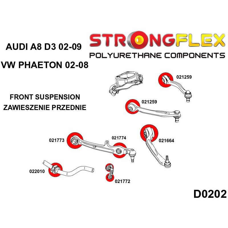 STRONGFLEX 026247A: Kompletní sada silentbloků SPORT pro Audi