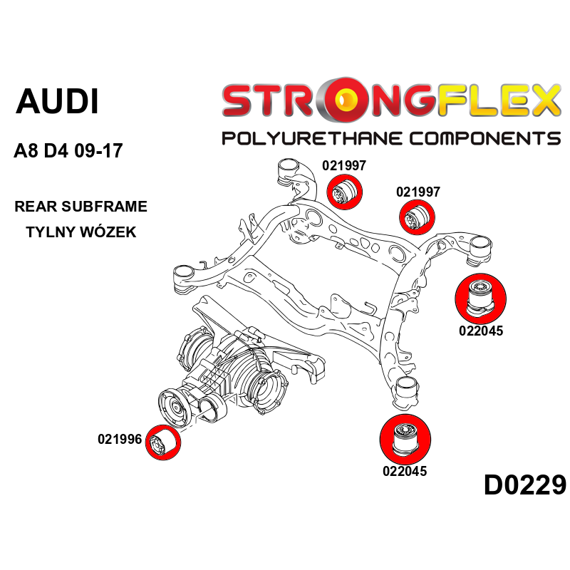 STRONGFLEX 026264A: Kompletní sada silentbloků SPORT pro Audi