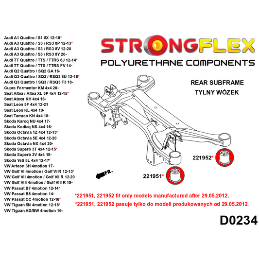 STRONGFLEX 026275A: Kompletnáísada silentbloků SPORT pro Audi