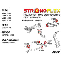 STRONGFLEX 026278A: Přední náprava a zadní nápravnice - sada silentbloků SPORT pro Audi