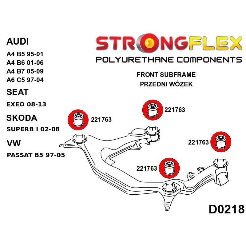 STRONGFLEX 026279B: Kompletní sada silentbloků pro Audi
