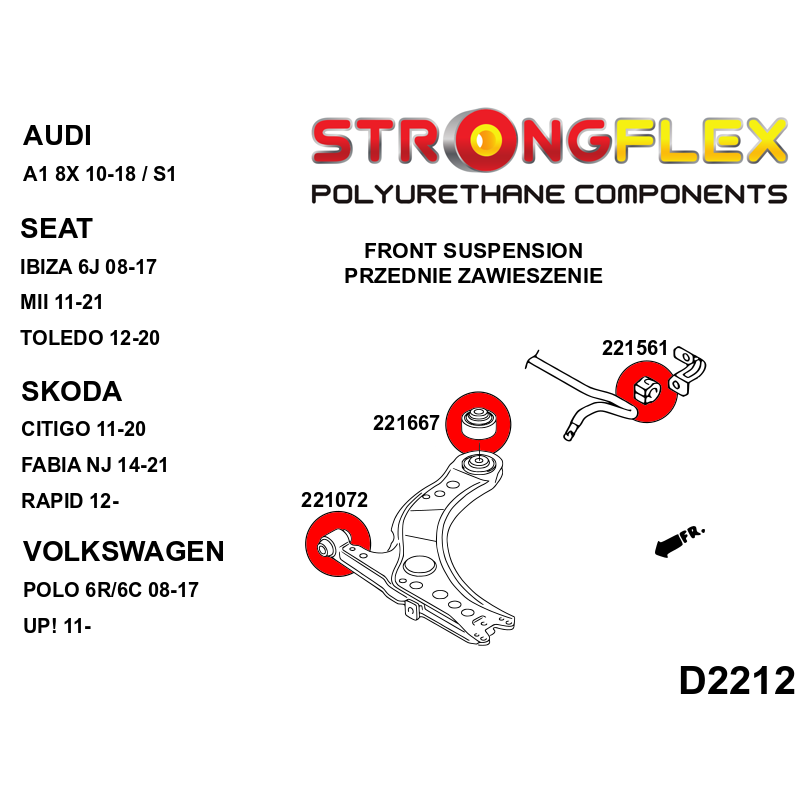 STRONGFLEX 221072A: Přední rameno - přední silentblok 30mm SPORT pro Audi