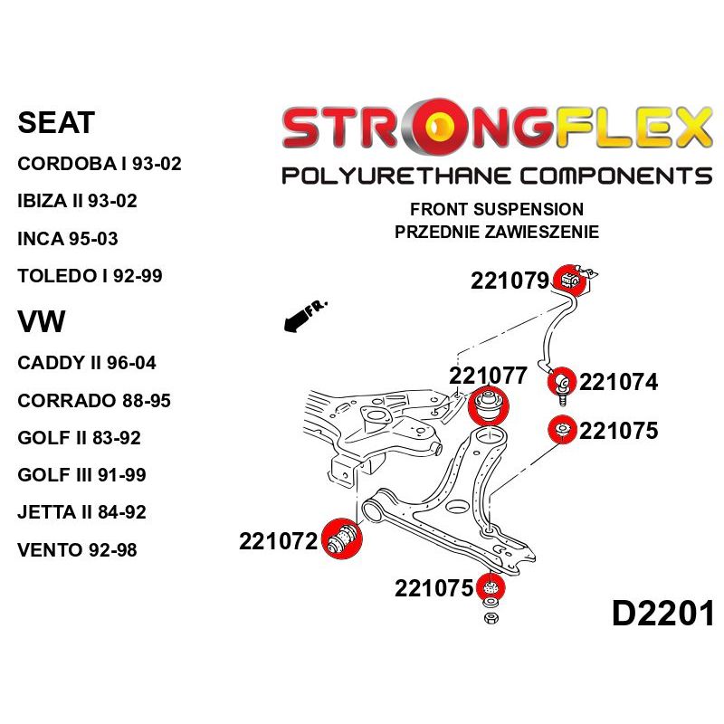 STRONGFLEX 221075B: Přední oko - silentblok uchycení pro Škoda