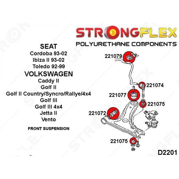 STRONGFLEX 221077B: Přední rameno - zadní silentblok pro Audi