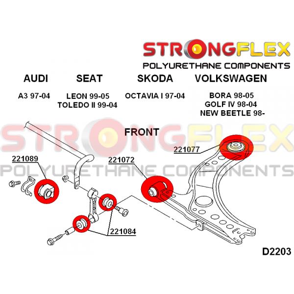 STRONGFLEX 221084A: Silentblok tyčky stabilizátoru SPORT pro Audi