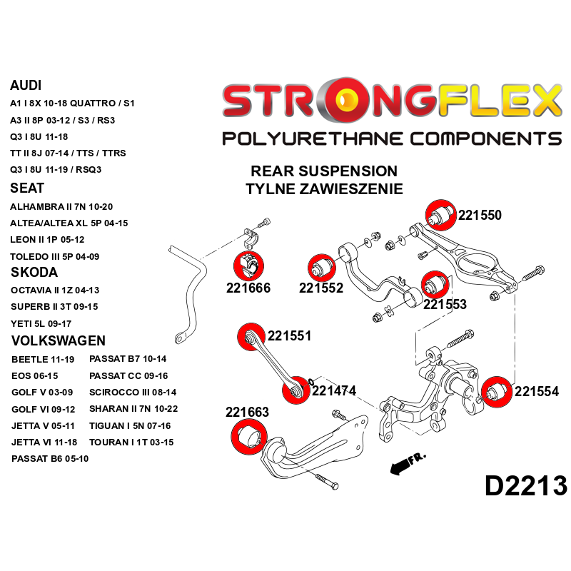 STRONGFLEX 221666B: Zadní stabilizátor silentblok pro Audi