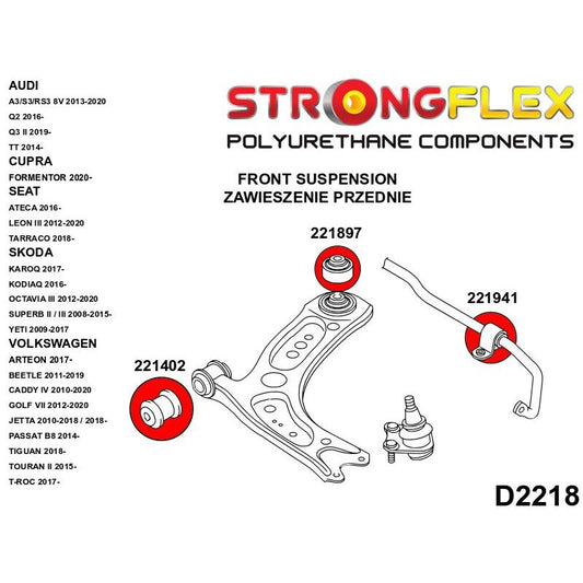 STRONGFLEX 221941A: PŘEDNÍ stabilizátor - silentblok SPORT pro Audi