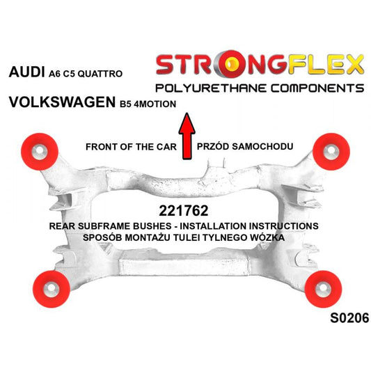 STRONGFLEX 226225B: Zadní nápravnice - sada silentblokov pro Audi