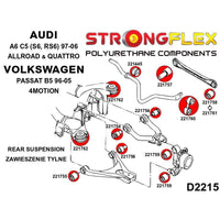 STRONGFLEX 226225B: Zadní nápravnice - sada silentblokov pro Audi