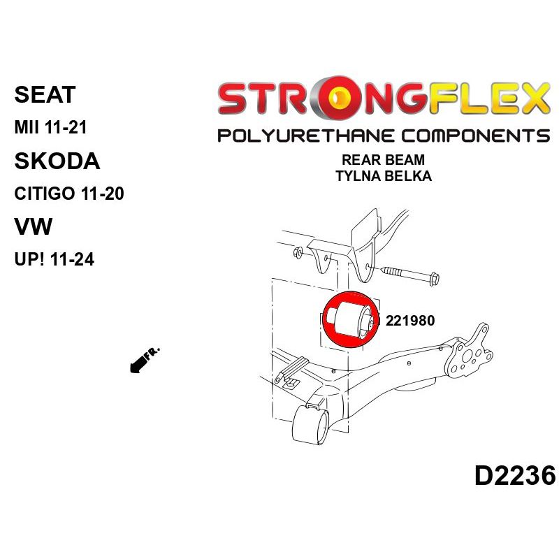 STRONGFLEX 226243A: Přední náprava a zadní nápravnice - sada silentbloků SPORT pro Audi