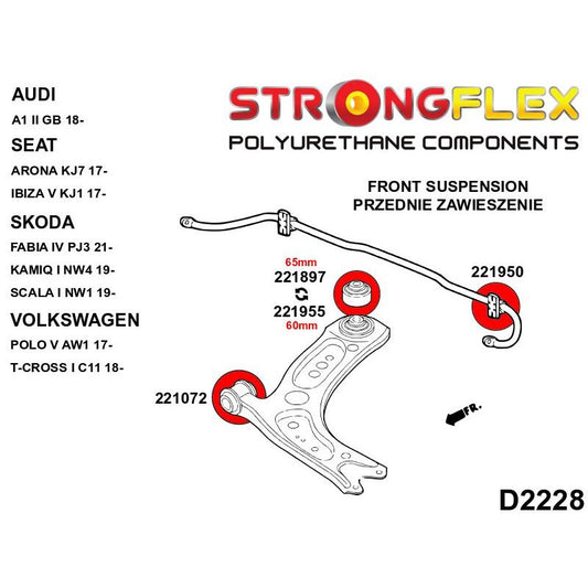 STRONGFLEX 226247B: Přední náprava a zadní nápravnice - sada silentblokov pro Audi